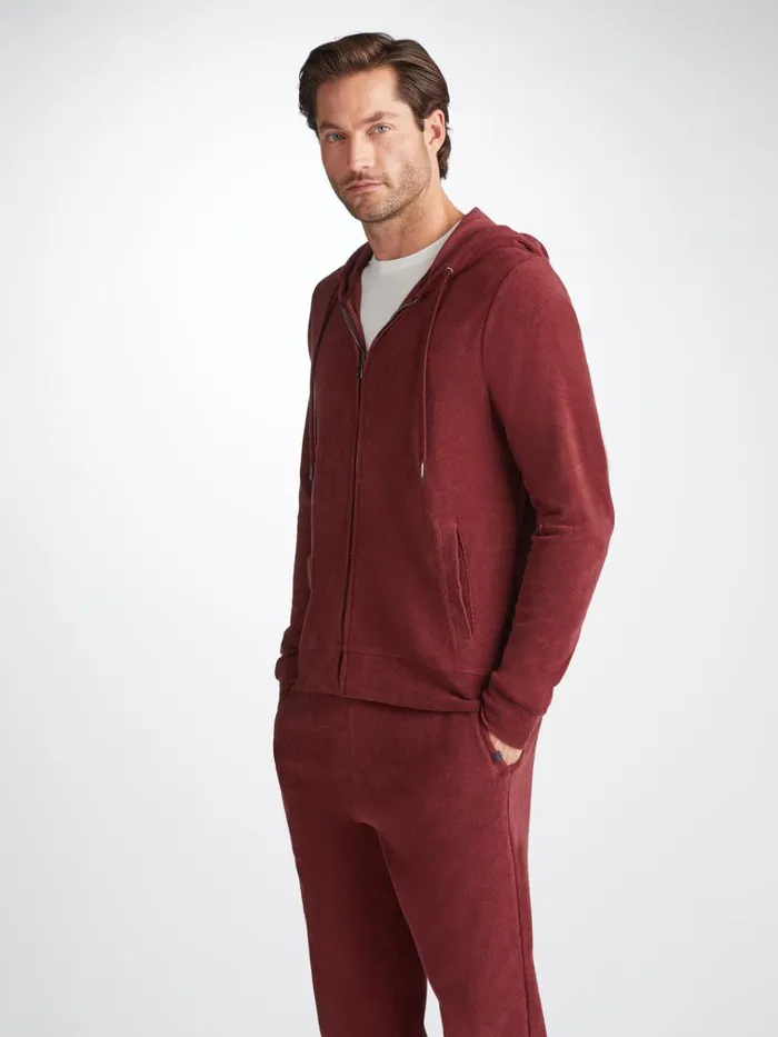 Hooded Tops Men Derek Rose Hoodie Isaac Terry Cotton Burgundy