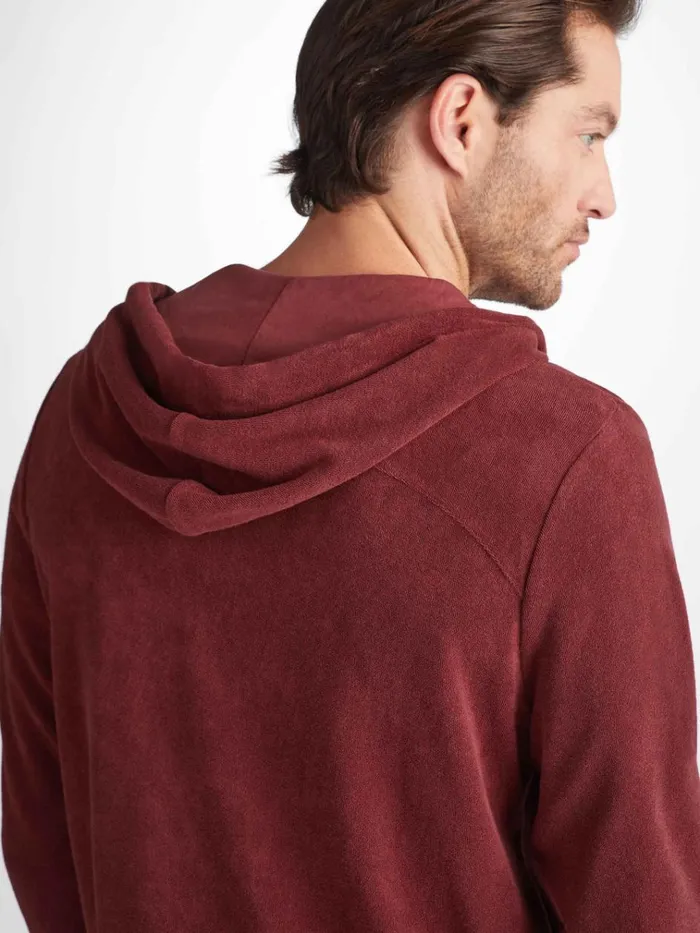 Hooded Tops Men Derek Rose Hoodie Isaac Terry Cotton Burgundy