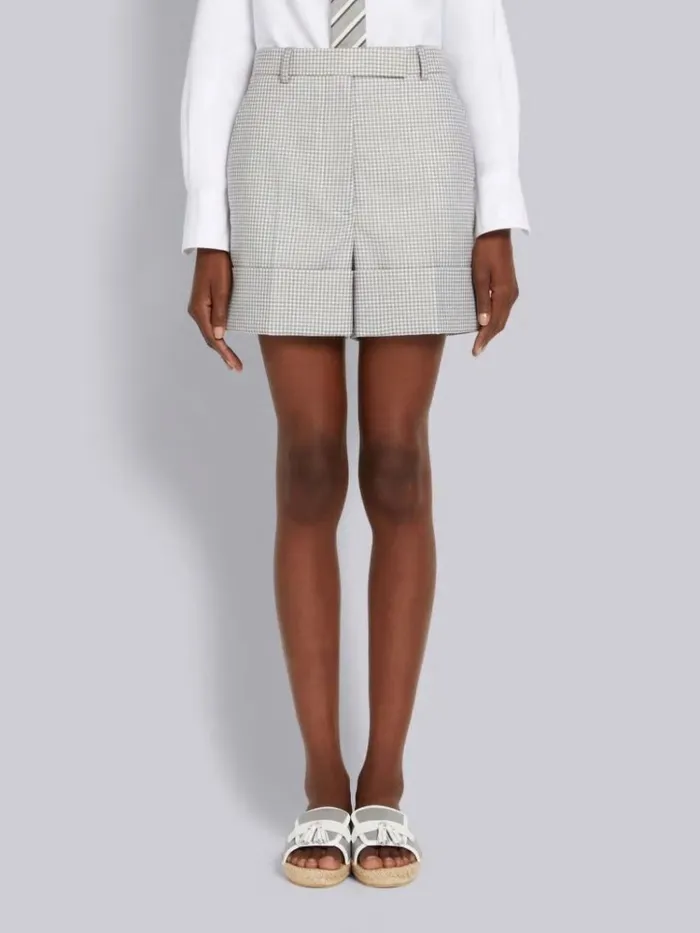 Hopsack Twist Yarn Suiting Sack Short Medium Grey Women Thom Browne Trousers