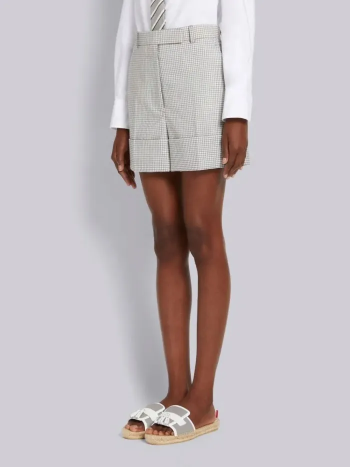 Hopsack Twist Yarn Suiting Sack Short Medium Grey Women Thom Browne Trousers