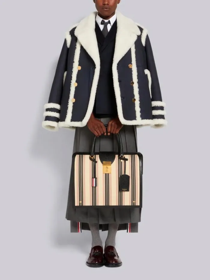 Jacket Weight Cashmere Double Breasted Jacket Navy Men Thom Browne Jackets and Suiting