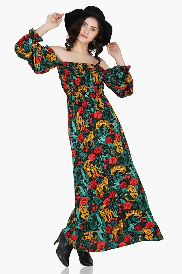 Jaguar Paradise Maxi Shirred Dress Jaguar Paradise Maxi Shirred Dress