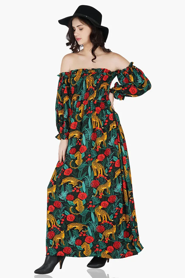 Jaguar Paradise Maxi Shirred Dress Jaguar Paradise Maxi Shirred Dress