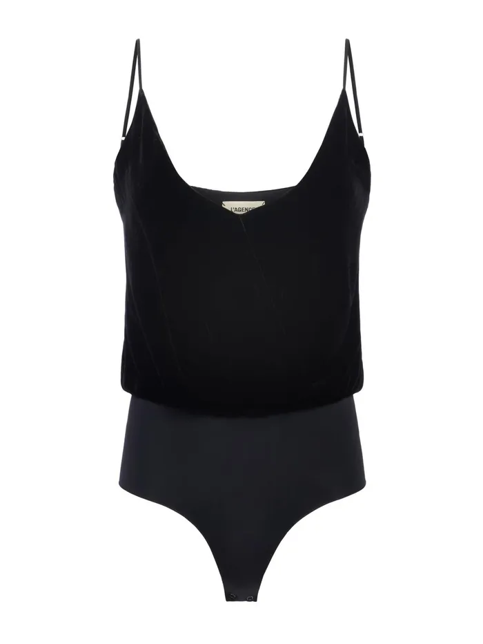 Jaxon Velvet Bodysuit Black Women L039Agence Camisoles and Tanks Jaxon Velvet Bodysuit Black Women L039Agence Camisoles and Tanks