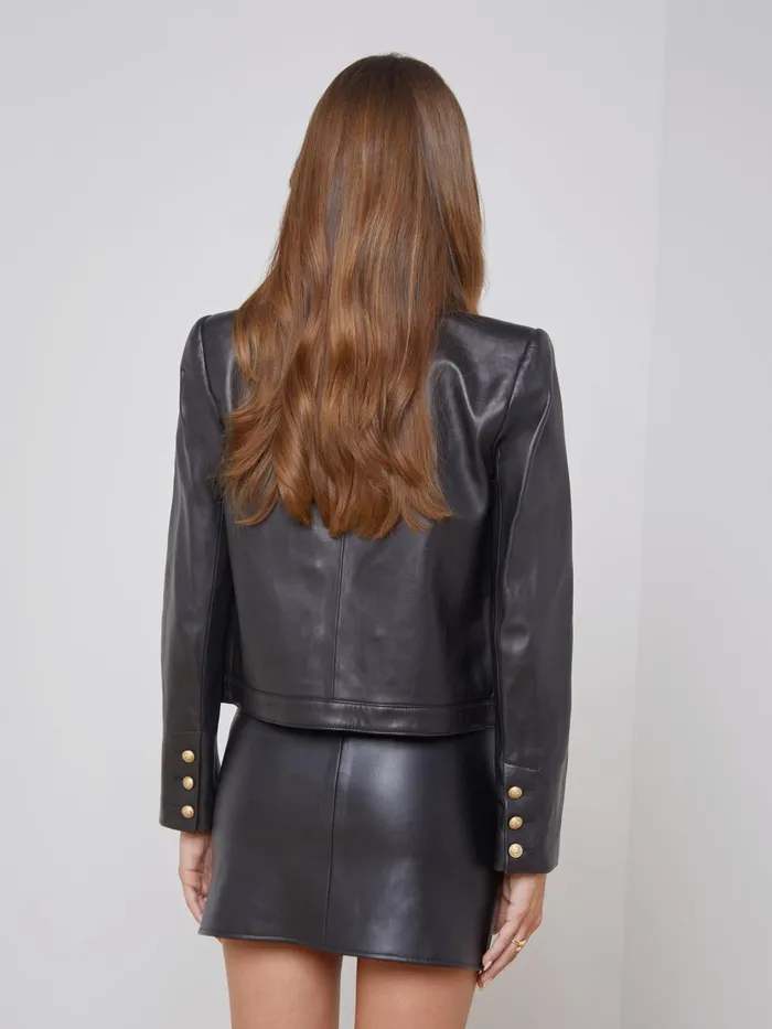Jayde Leather Jacket Black Women L039Agence Blazers and Jackets Jayde Leather Jacket Black Women L039Agence Blazers and Jackets