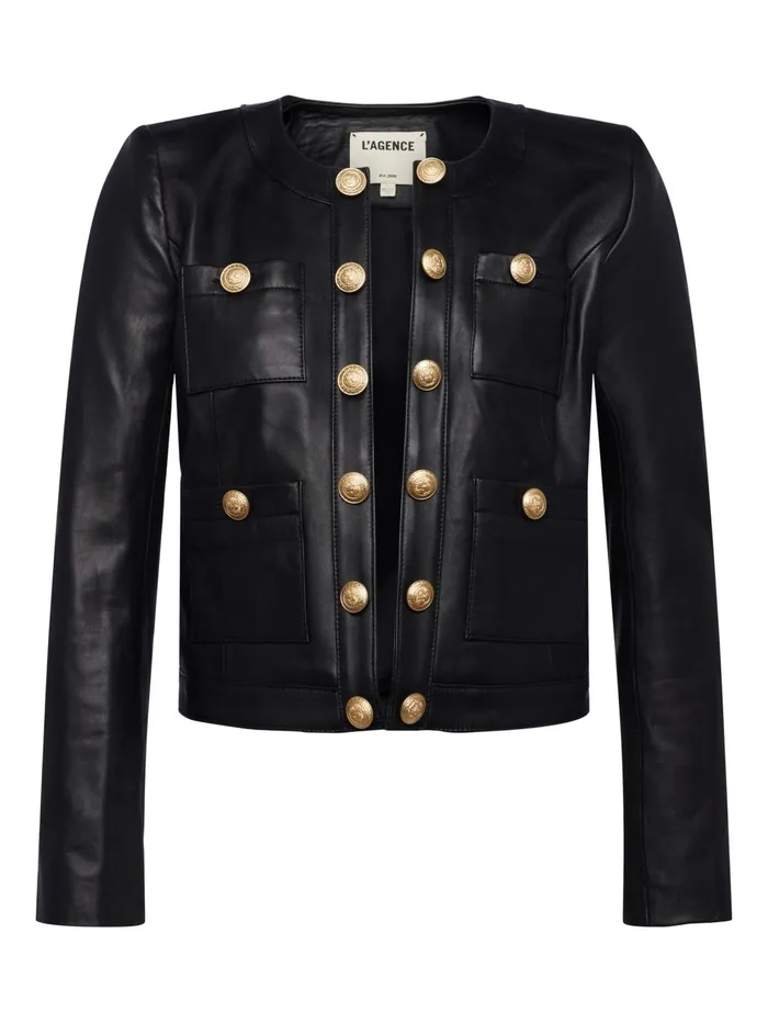 Jayde Leather Jacket Black Women L039Agence Blazers and Jackets Jayde Leather Jacket Black Women L039Agence Blazers and Jackets