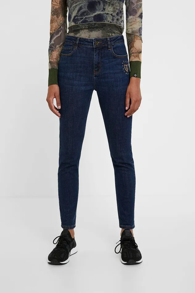 Jeans With Heart Embroidery Women Desigual Jeans