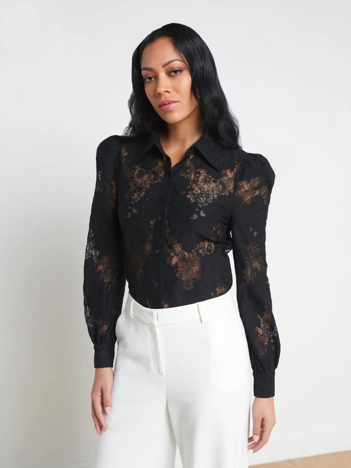 Jenica Lace Blouse Black Women L039Agence Blouses and Tops