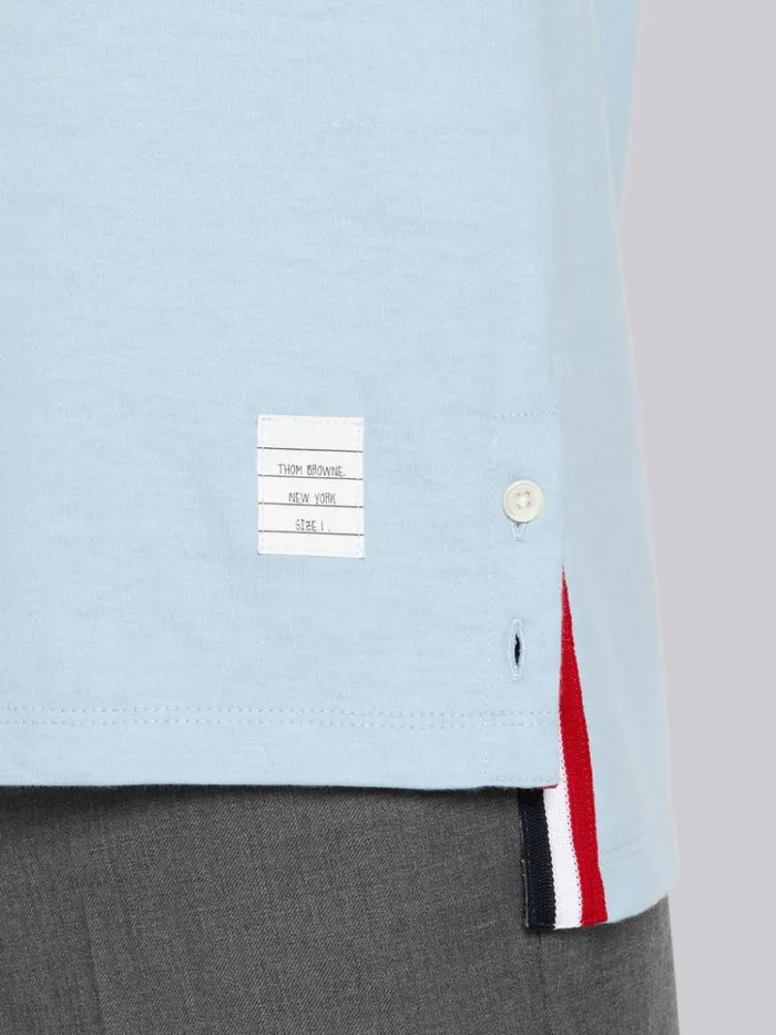 Jersey Cotton Striped Chest Pocket Tee Light Blue Men Thom Browne Tshirts and Polos