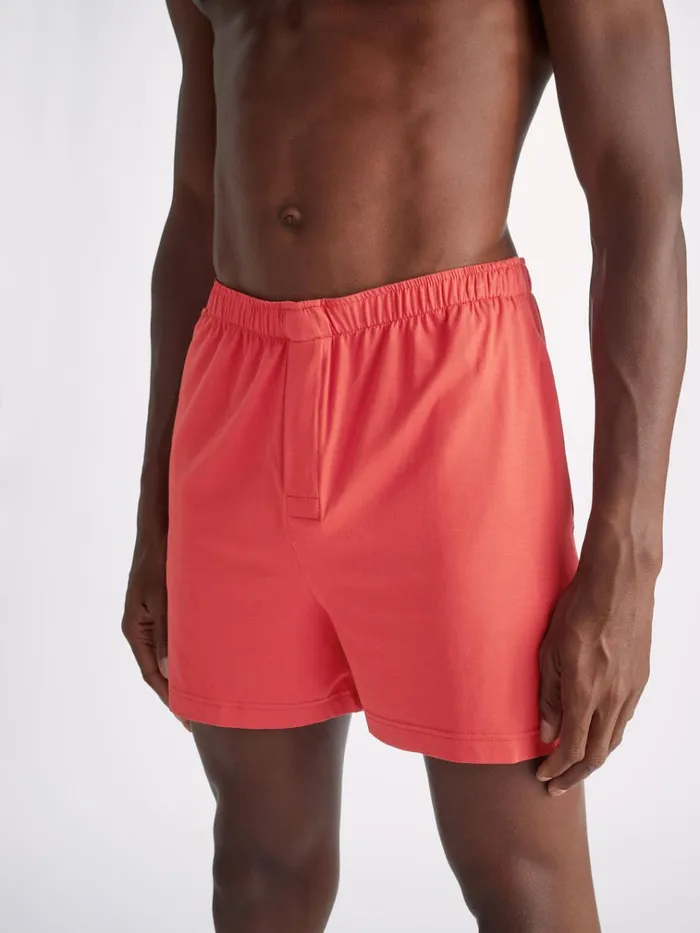 Jersey Pajamas Men Derek Rose Short Pajamas Basel Micro Modal Stretch Paprika