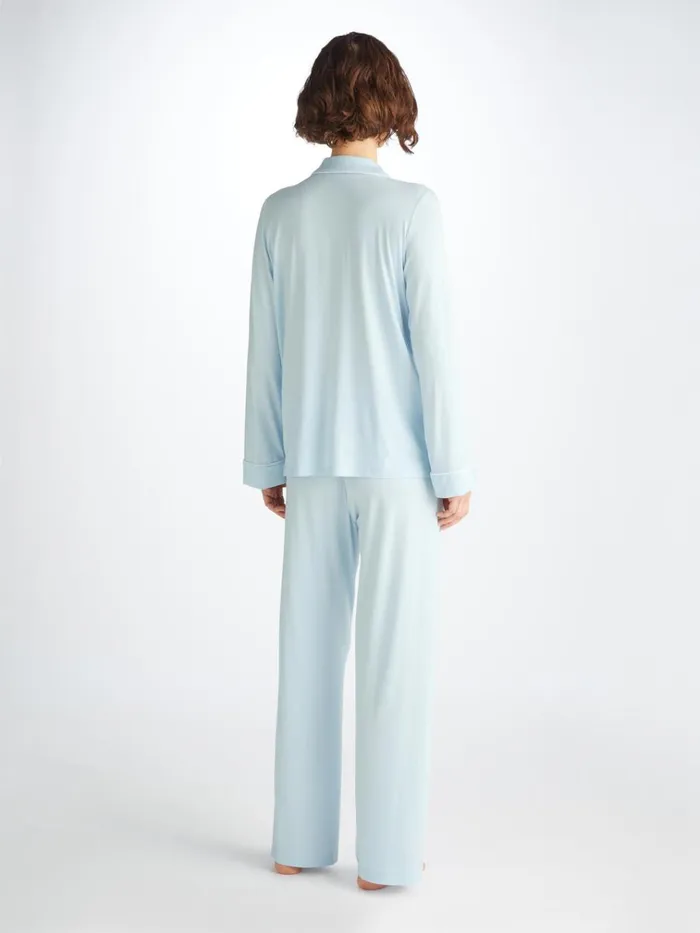 Jersey Pajamas Women Derek Rose Pajamas Lara Micro Modal Stretch Ice Blue