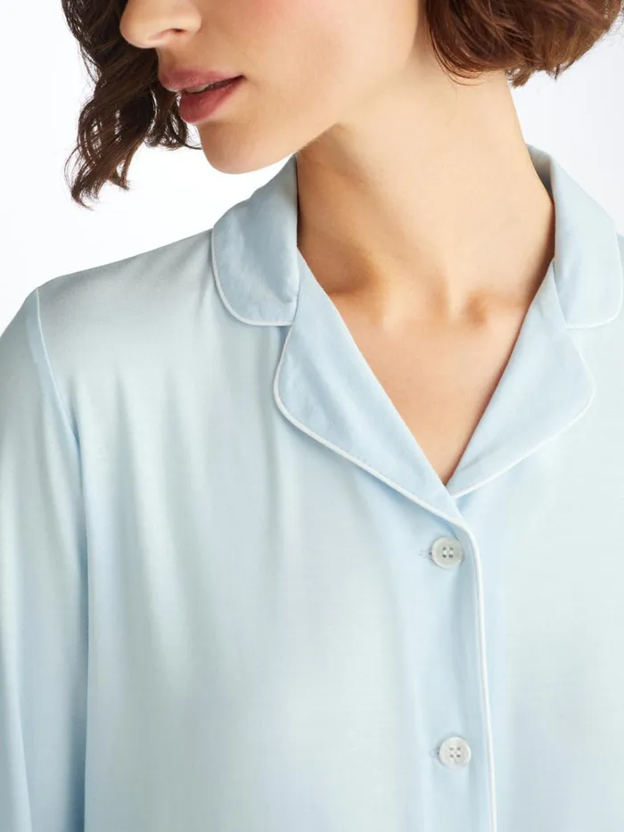Jersey Pajamas Women Derek Rose Pajamas Lara Micro Modal Stretch Ice Blue