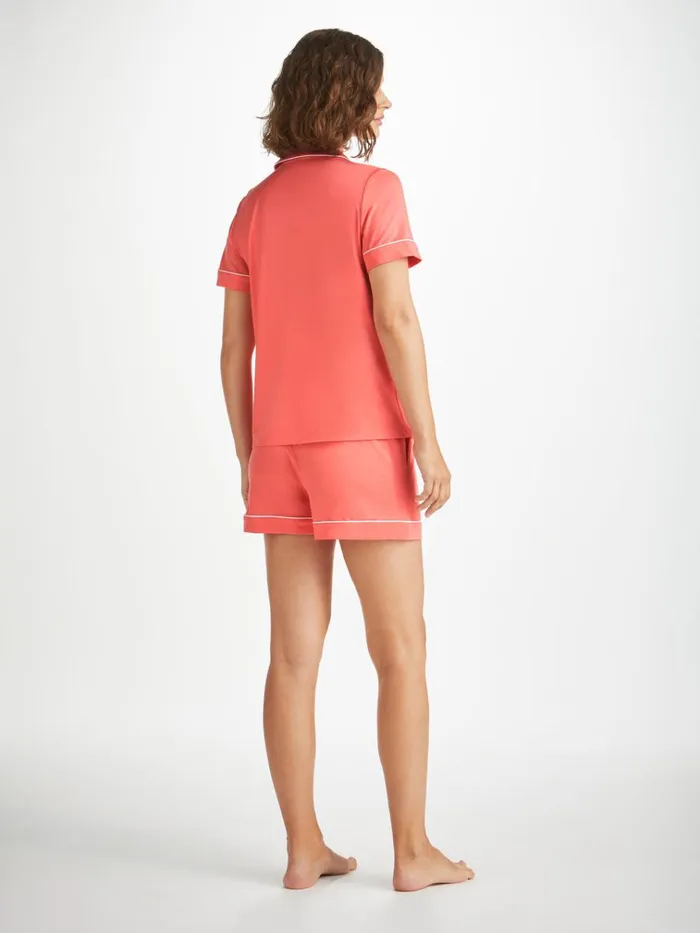 Jersey Pajamas Women Derek Rose Short Pajamas Lara Micro Modal Stretch Coral