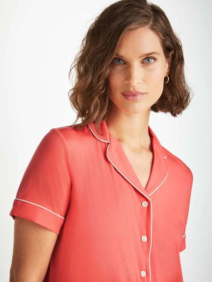 Jersey Pajamas Women Derek Rose Short Pajamas Lara Micro Modal Stretch Coral