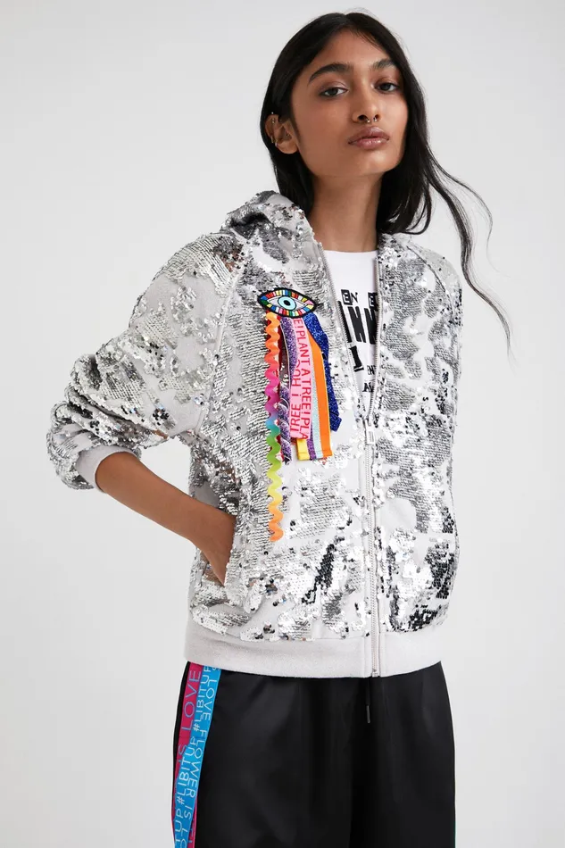 Johnson Hartig Sequined Hoodie Women Desigual Sweatshirts