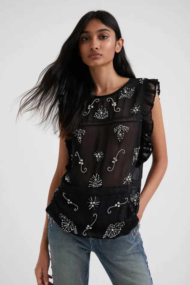 Johnson Hartig Sheer Blouse Women Desigual Tops and Shirts