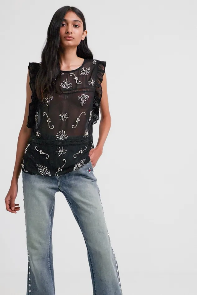 Johnson Hartig Sheer Blouse Women Desigual Tops and Shirts