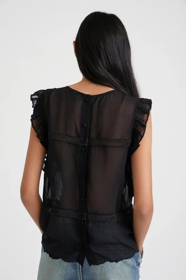Johnson Hartig Sheer Blouse Women Desigual Tops and Shirts