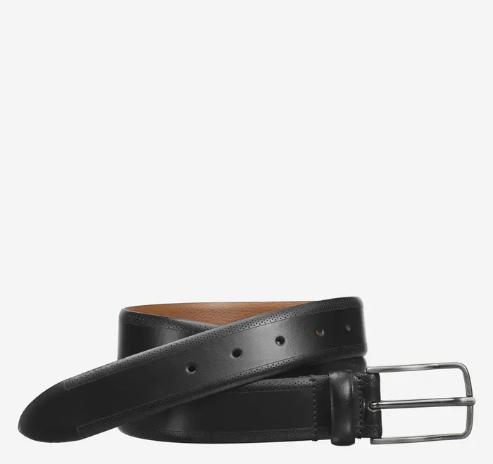 JohnstonandMurphy Belts EdgePerfed Embossed Belt Black 8211 Men