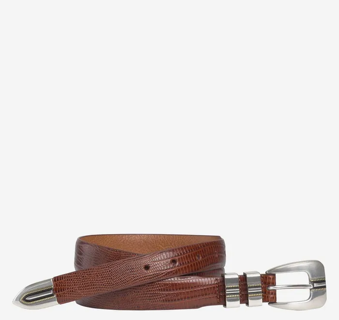 JohnstonandMurphy Belts LizardGrain Ranger Belt Cognac 8211 Men