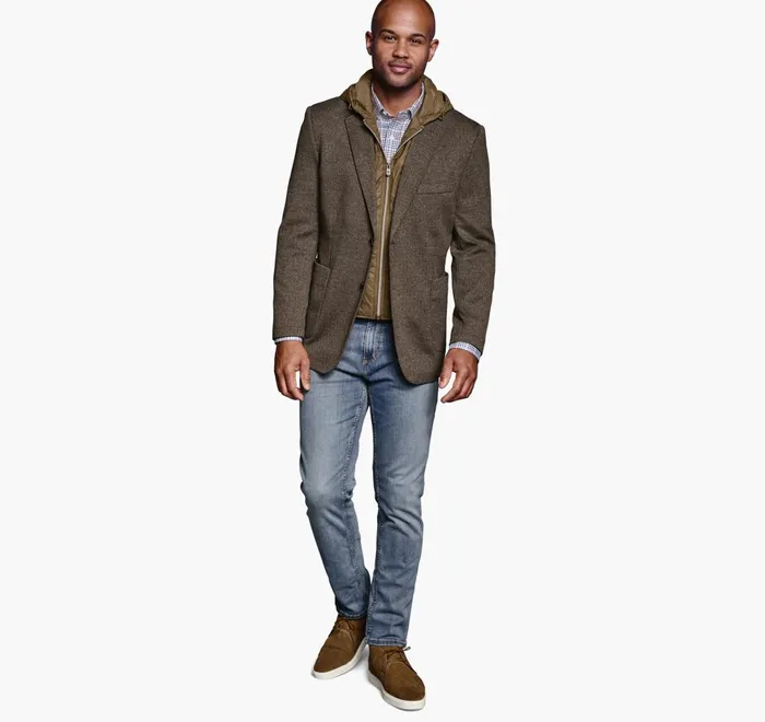 JohnstonandMurphy Blazers Removable HoodedBib Knit Blazer Camelnavy 8211 Men JohnstonandMurphy Blazers Removable HoodedBib Knit Blazer Camelnavy 8211 Men