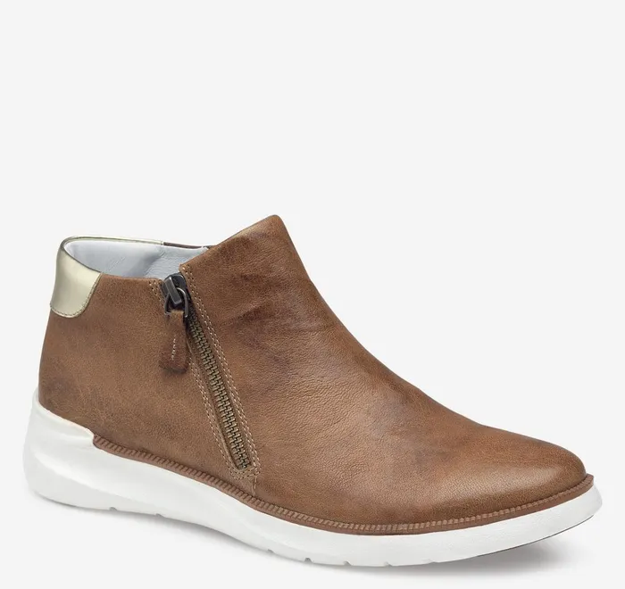 JohnstonandMurphy Boots and Booties Emery Zip Bootie Cognac Italian Washed Sheepskin 8211 Women