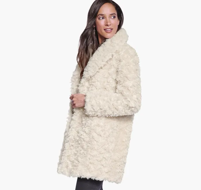 JohnstonandMurphy Coats Jackets and Vests FauxFur Coat Ivory 8211 Women