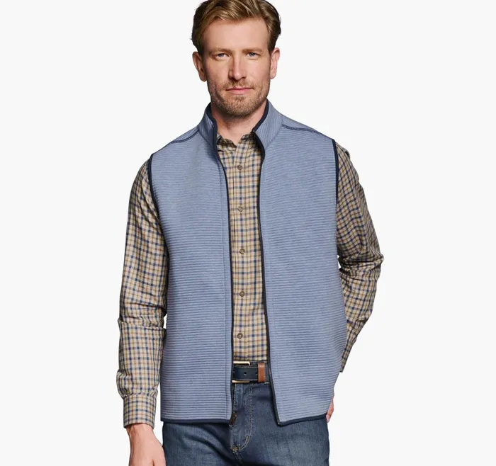 JohnstonandMurphy Coats Jackets and Vests Reversible Channel Quilted Vest Light Blue Heathernavy 8211 Men JohnstonandMurphy Coats Jackets and Vests Reversible Channel Quilted Vest Light Blue Heathernavy 8211 Men