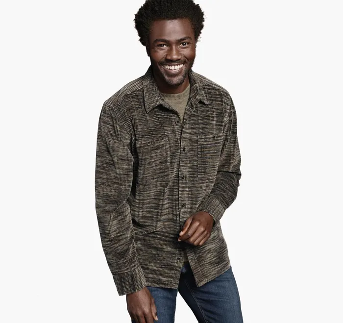 JohnstonandMurphy Coats Jackets and Vests Striated Corduroy Shirt Jacket Navybrown 8211 Men