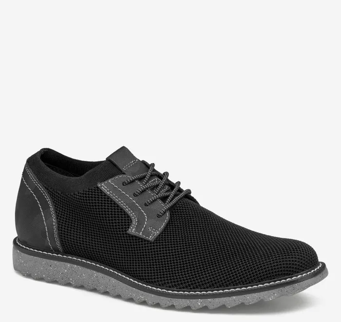 JohnstonandMurphy LaceUps Duncan Knit Plain Toe Black Knitcamoembossed Leather 8211 Men JohnstonandMurphy LaceUps Duncan Knit Plain Toe Black Knitcamoembossed Leather 8211 Men