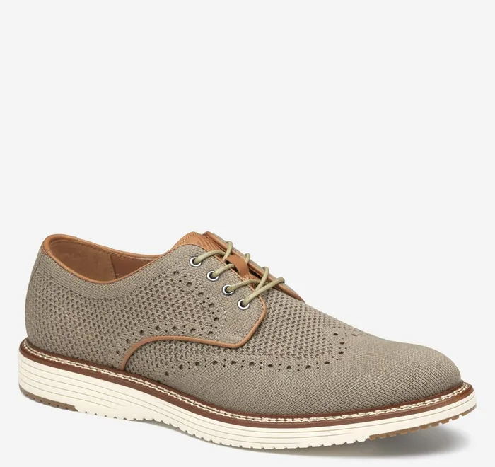 JohnstonandMurphy LaceUps Upton Knit Wingtip Taupe Heathered Knit 8211 Men