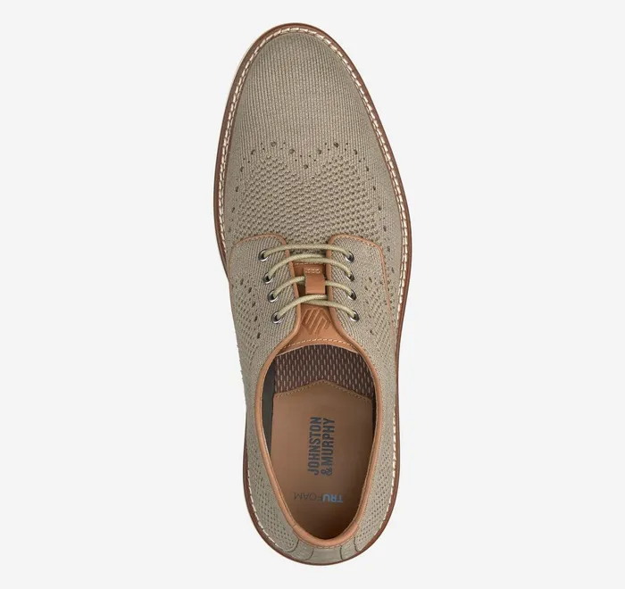 JohnstonandMurphy LaceUps Upton Knit Wingtip Taupe Heathered Knit 8211 Men