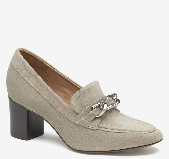JohnstonandMurphy Mules and Loafers Eleanor Chain Loafer Taupe Suede 8211 Women JohnstonandMurphy Mules and Loafers Eleanor Chain Loafer Taupe Suede 8211 Women