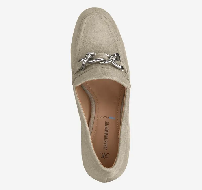 JohnstonandMurphy Mules and Loafers Eleanor Chain Loafer Taupe Suede 8211 Women JohnstonandMurphy Mules and Loafers Eleanor Chain Loafer Taupe Suede 8211 Women
