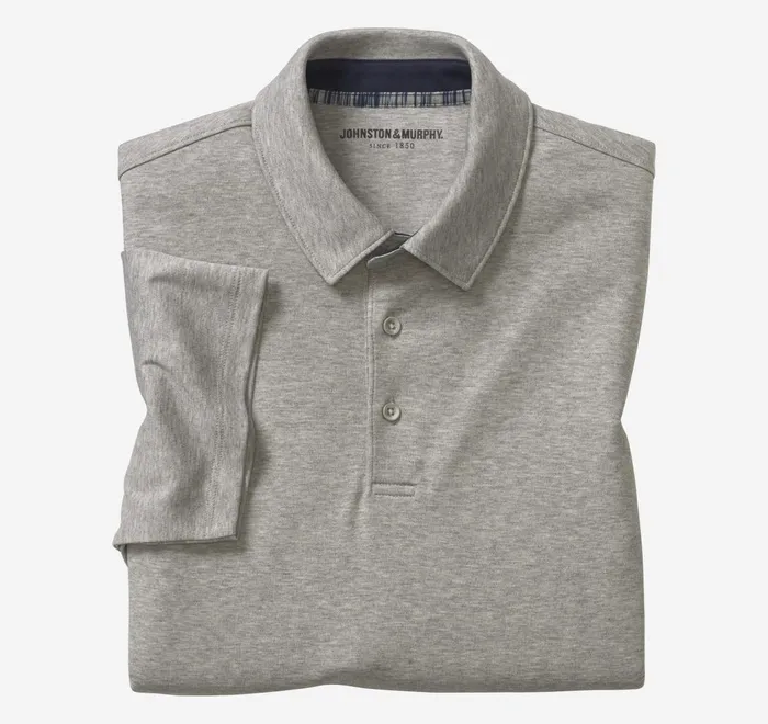 JohnstonandMurphy Polos and Tees Liquid Cotton Polo Gray Heather 8211 Men