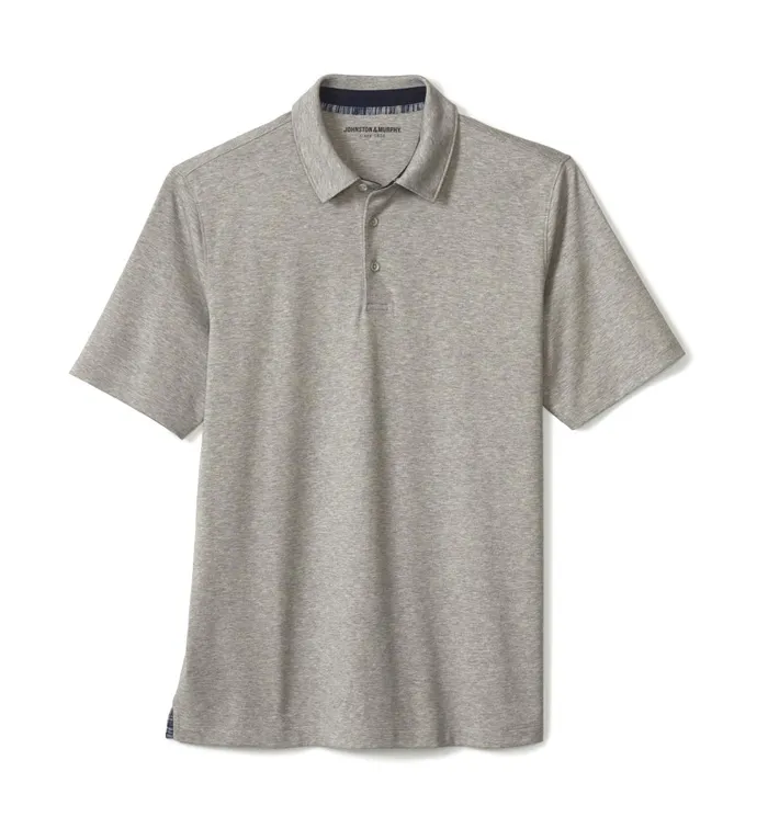 JohnstonandMurphy Polos and Tees Liquid Cotton Polo Gray Heather 8211 Men JohnstonandMurphy Polos and Tees Liquid Cotton Polo Gray Heather 8211 Men