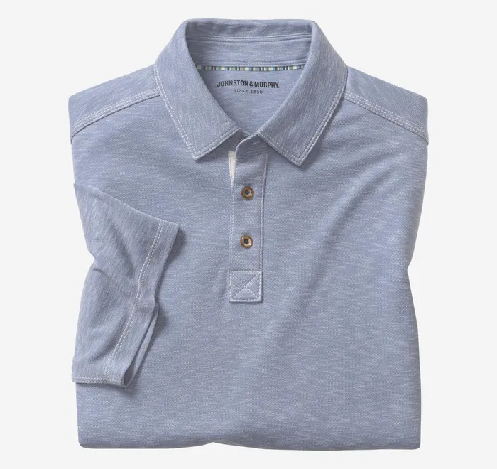 JohnstonandMurphy Polos and Tees Vintage Slub Polo Dusty Blue 8211 Men