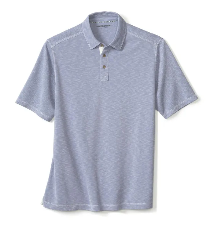 JohnstonandMurphy Polos and Tees Vintage Slub Polo Dusty Blue 8211 Men JohnstonandMurphy Polos and Tees Vintage Slub Polo Dusty Blue 8211 Men