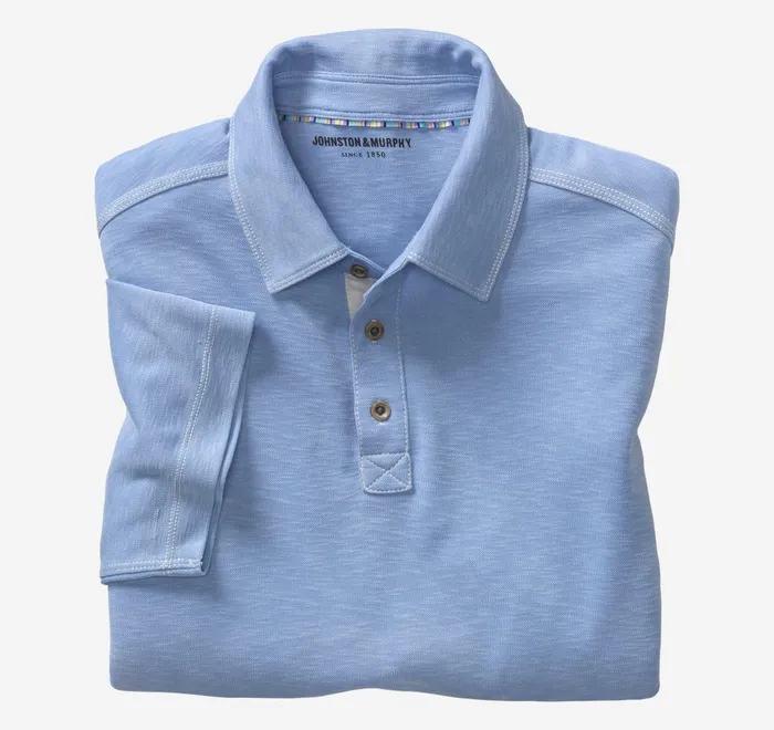 JohnstonandMurphy Polos and Tees Vintage Slub Polo Light Blue 8211 Men