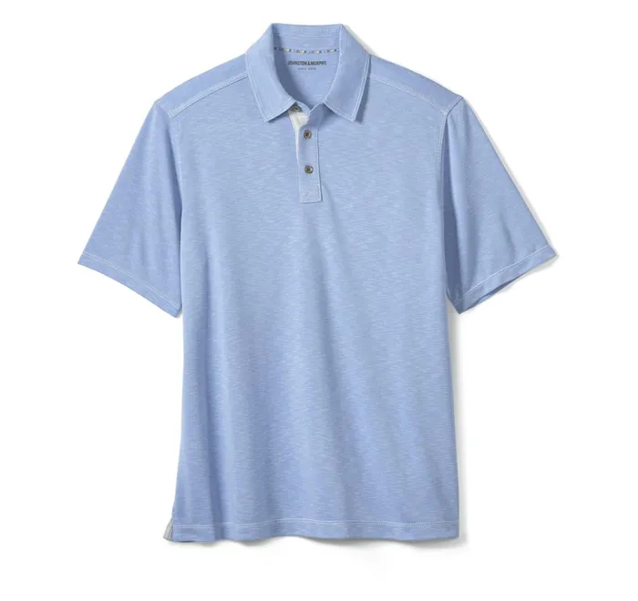 JohnstonandMurphy Polos and Tees Vintage Slub Polo Light Blue 8211 Men JohnstonandMurphy Polos and Tees Vintage Slub Polo Light Blue 8211 Men