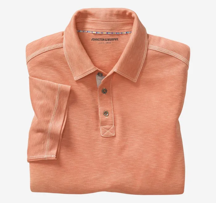 JohnstonandMurphy Polos and Tees Vintage Slub Polo Orange 8211 Men