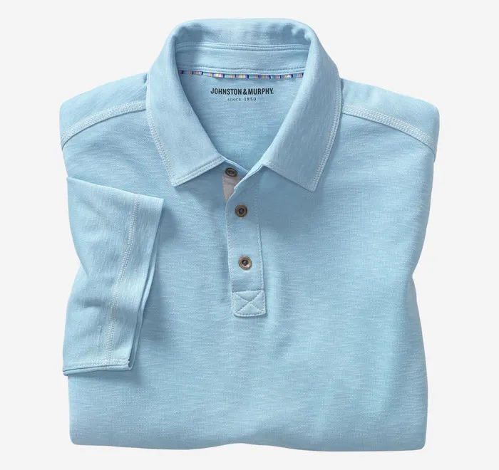 JohnstonandMurphy Polos and Tees Vintage Slub Polo Turquoise 8211 Men
