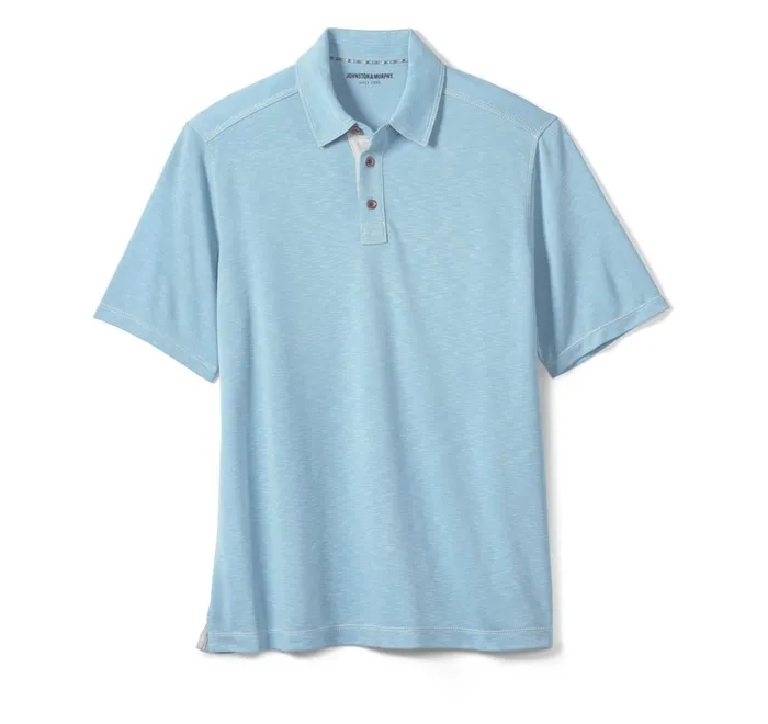 JohnstonandMurphy Polos and Tees Vintage Slub Polo Turquoise 8211 Men JohnstonandMurphy Polos and Tees Vintage Slub Polo Turquoise 8211 Men