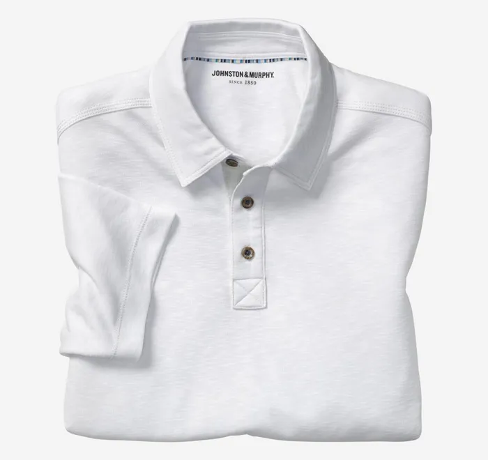 JohnstonandMurphy Polos and Tees Vintage Slub Polo White 8211 Men