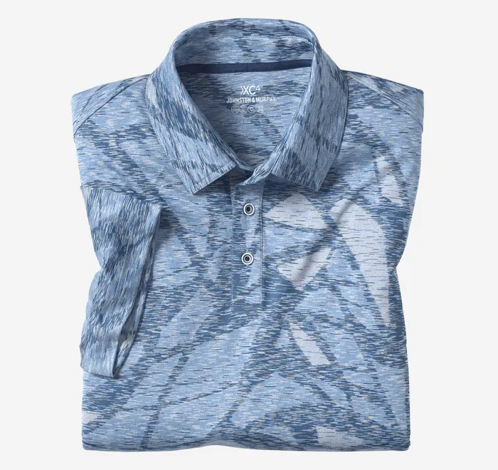 JohnstonandMurphy Polos and Tees Xc4 Performance Polo Blue Large Geo 8211 Men JohnstonandMurphy Polos and Tees Xc4 Performance Polo Blue Large Geo 8211 Men