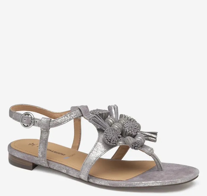 JohnstonandMurphy Sandals Lilly Tassel Thong Silver Metallic Kid Suede 8211 Women JohnstonandMurphy Sandals Lilly Tassel Thong Silver Metallic Kid Suede 8211 Women