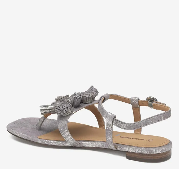 JohnstonandMurphy Sandals Lilly Tassel Thong Silver Metallic Kid Suede 8211 Women JohnstonandMurphy Sandals Lilly Tassel Thong Silver Metallic Kid Suede 8211 Women
