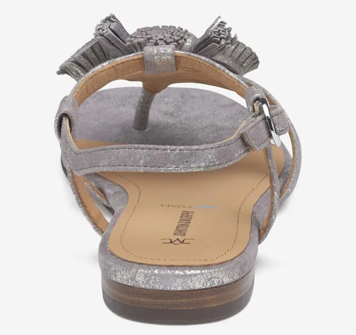 JohnstonandMurphy Sandals Lilly Tassel Thong Silver Metallic Kid Suede 8211 Women JohnstonandMurphy Sandals Lilly Tassel Thong Silver Metallic Kid Suede 8211 Women