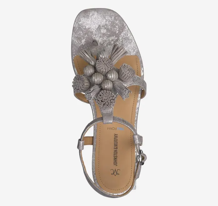 JohnstonandMurphy Sandals Lilly Tassel Thong Silver Metallic Kid Suede 8211 Women JohnstonandMurphy Sandals Lilly Tassel Thong Silver Metallic Kid Suede 8211 Women