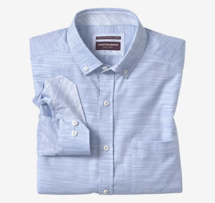 JohnstonandMurphy Shirts ButtonCollar Premium Cotton Shirt Blue Striated Oxford 8211 Men JohnstonandMurphy Shirts ButtonCollar Premium Cotton Shirt Blue Striated Oxford 8211 Men